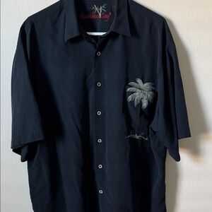 Bamboo Cay Men's Black Palm Embroidered Shirt